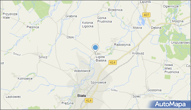 mapa Ligota Bialska, Ligota Bialska na mapie Targeo